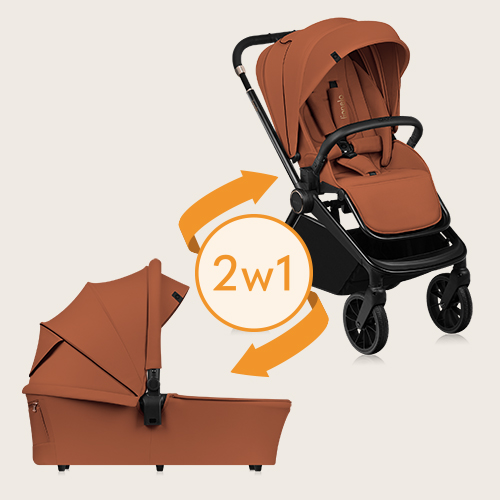 Lionelo Mika Plus 2w1 Brown Rust — Wózek wielofunkcyjny